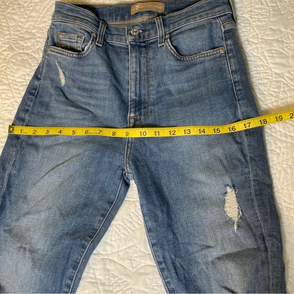 7 For All Mankind High Waist Ankle Skinny Jeans With Destroy Size 27 - Picture 8 of 12